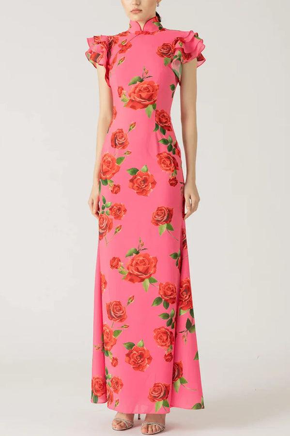Lalin Sleeveless Maxi Floral Dress Claxoria