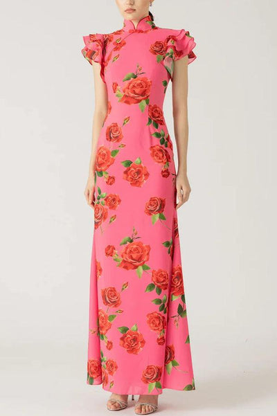 Lalin Sleeveless Maxi Floral Dress Claxoria