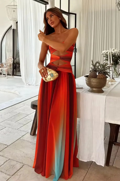 Solara Sunset Cutout Maxi Dress Claxoria