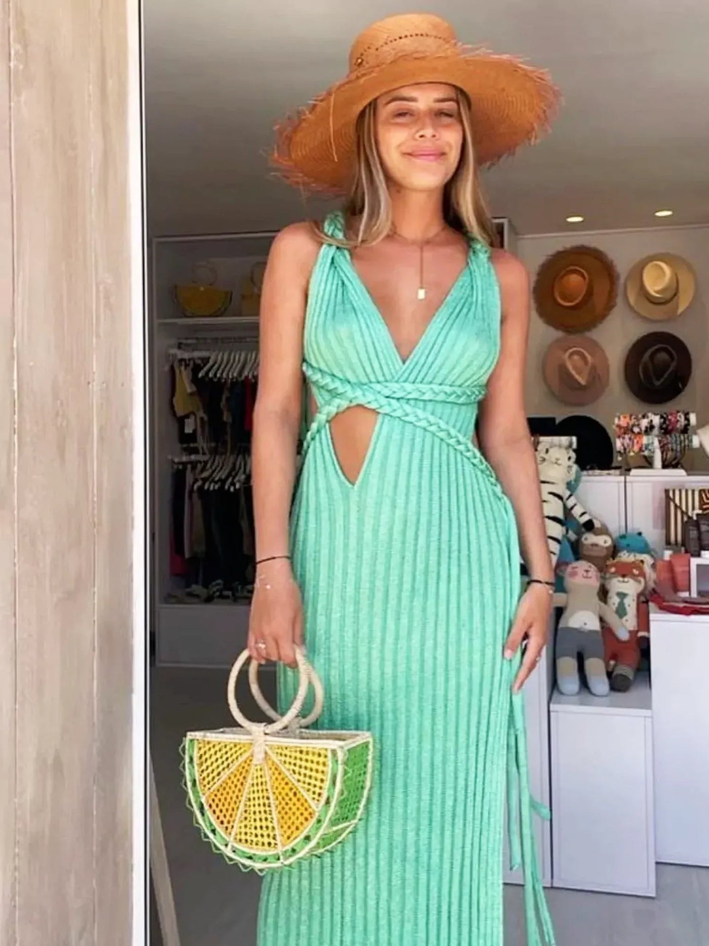 Holiday Reverie Knit Maxi Dress Claxoria