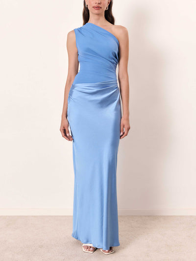 Azurae - One-Shoulder Satin Gown miaforde.co