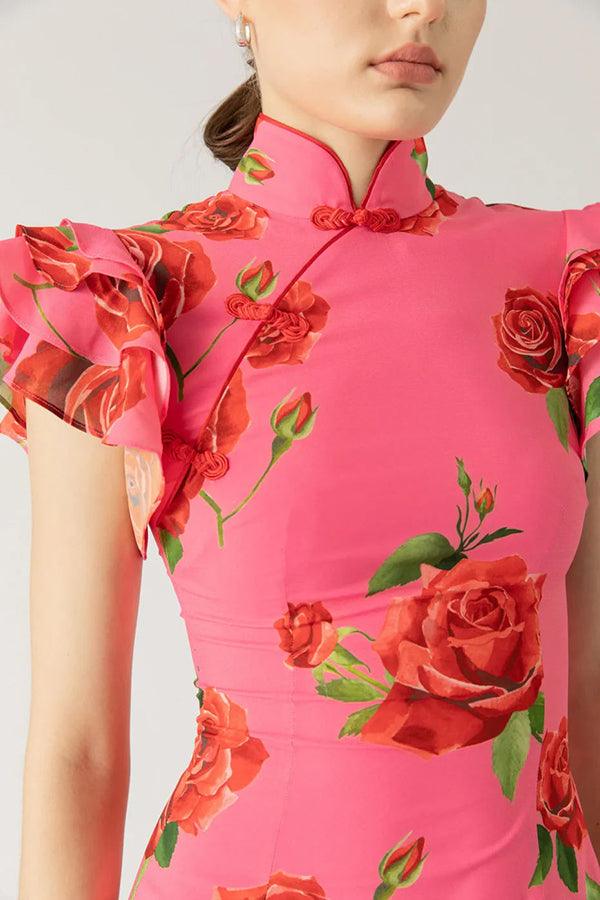 Lalin Sleeveless Maxi Floral Dress Claxoria