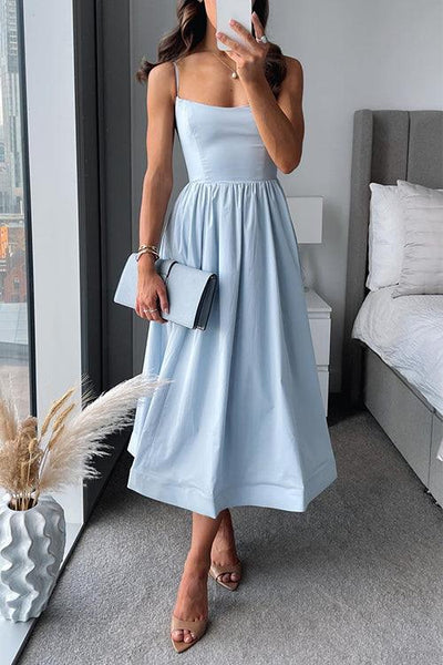 Soraya Strap Waisted A-line Midi Dress Claxoria