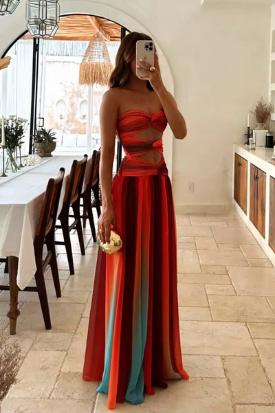 Solara Sunset Cutout Maxi Dress Claxoria