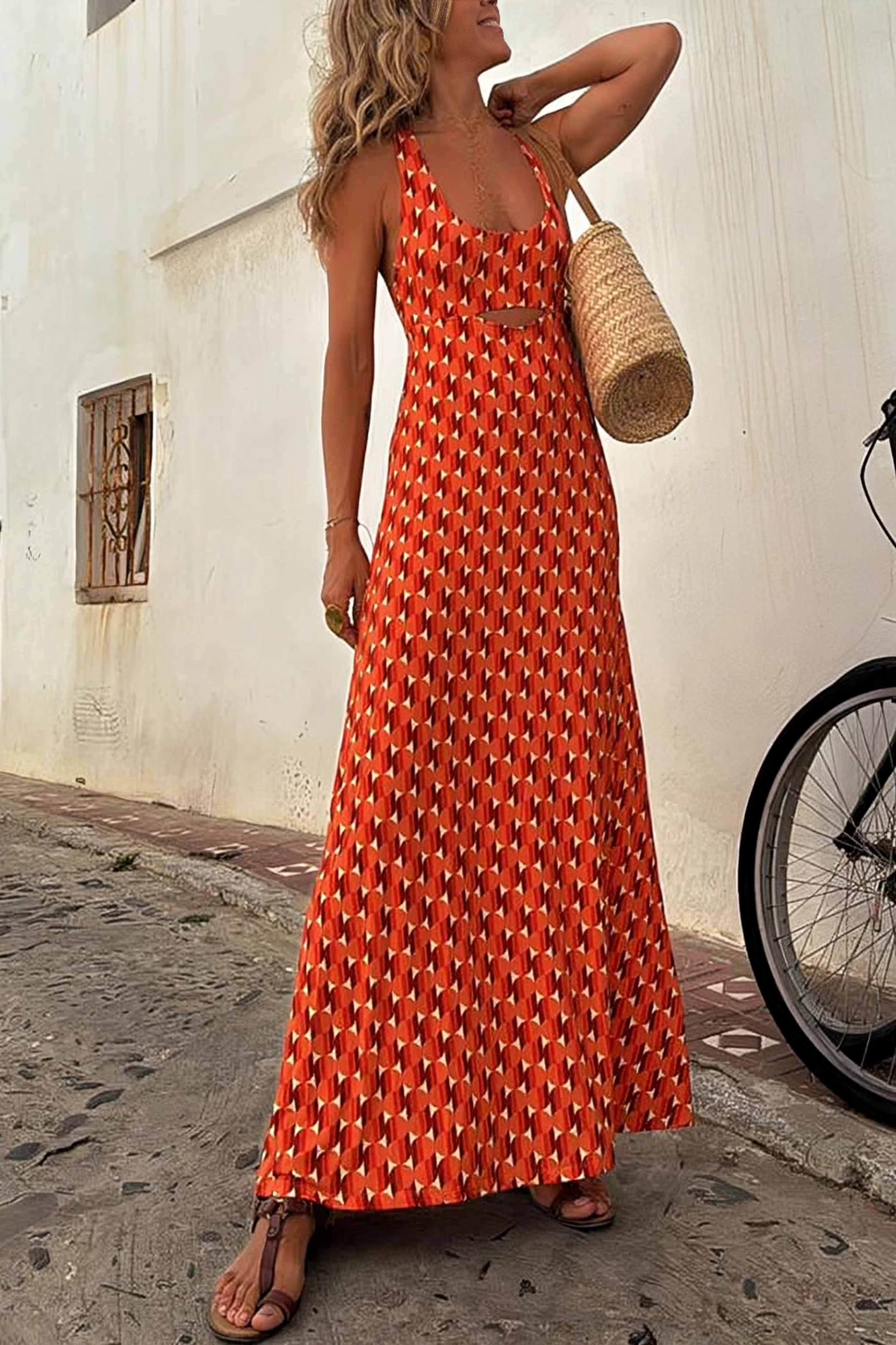 Daisy™ | Geometric Pattern Maxi Dress