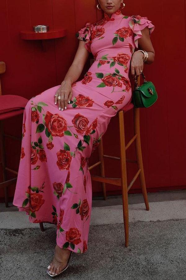 Lalin Sleeveless Maxi Floral Dress Claxoria