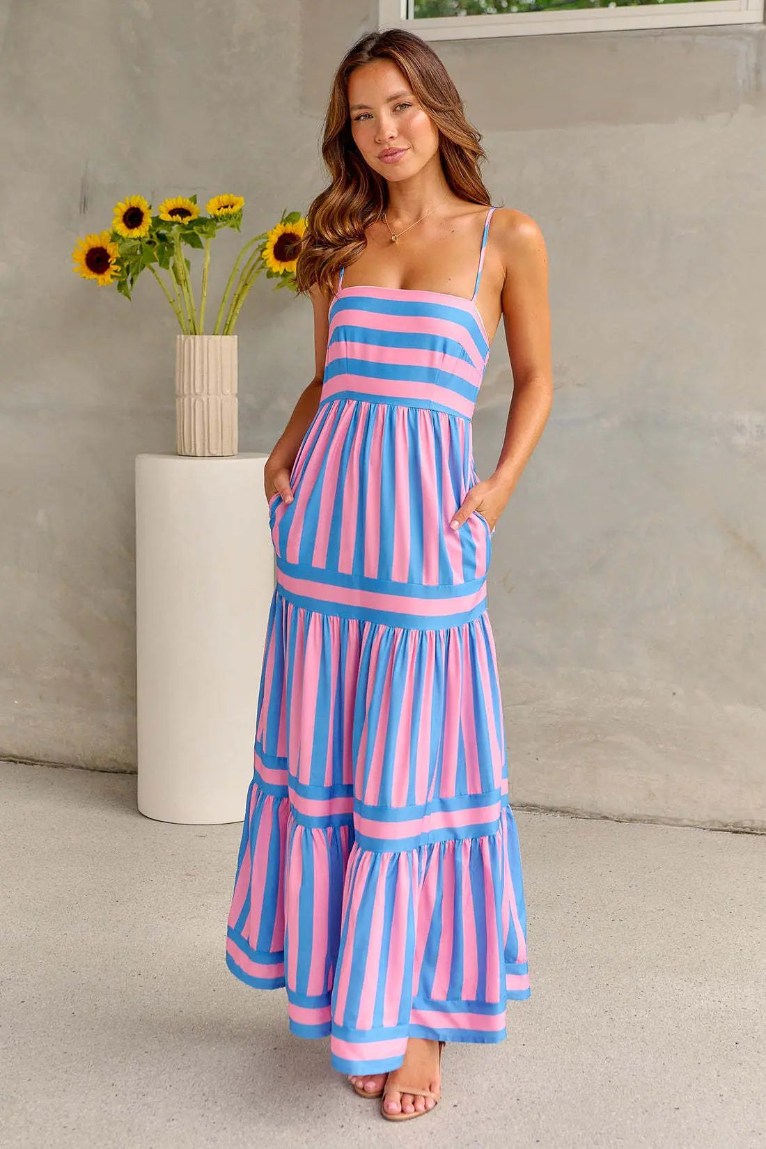 Charlotte™ | Stripped Maxi Dress Claxoria