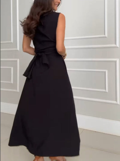 Verona - Wrap Waist Sleeveless Shirt Dress miaforde.co