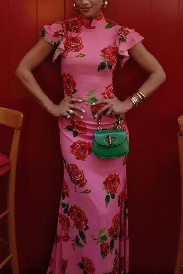 Elowen™ | Sleeveless Maxi Floral Dress Claxoria