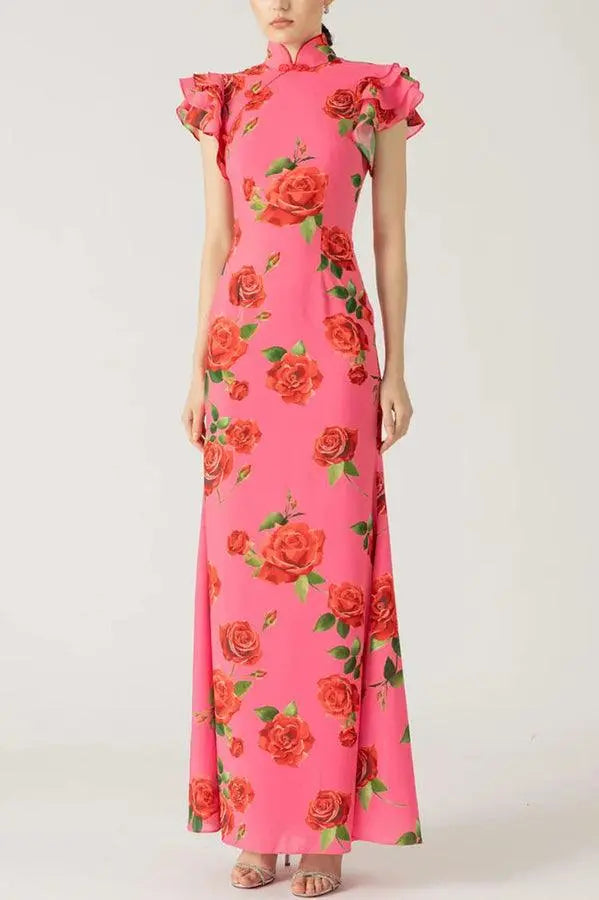 Elowen™ | Sleeveless Maxi Floral Dress Claxoria