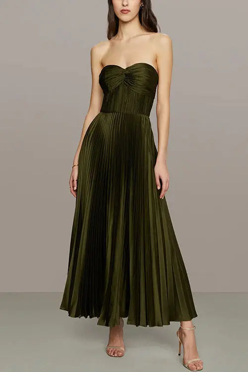 Eterna™ | Pleated Elegance Strapless Maxi Claxoria