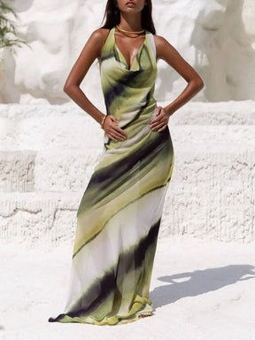 Lyanna™ | Halter Drape Maxi Dress Claxoria