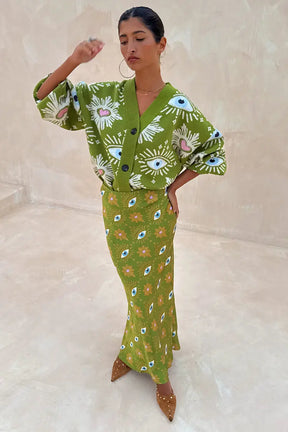 Ophira™ | Symbolic Knit Cardigan & Skirt Claxoria