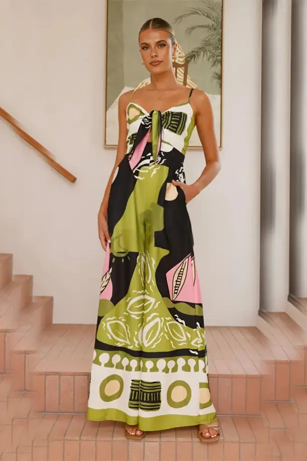 Zarielle™ | Printed Cami Jumpsuit Claxoria