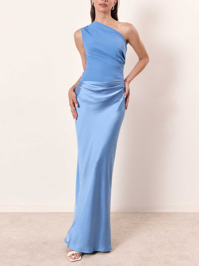 Azurae - One-Shoulder Satin Gown miaforde.co