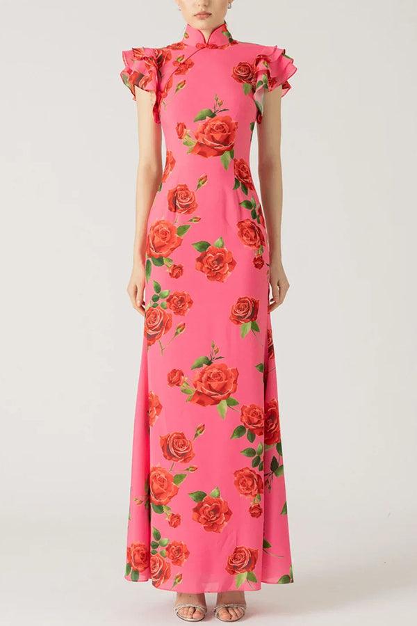 Lalin Sleeveless Maxi Floral Dress Claxoria