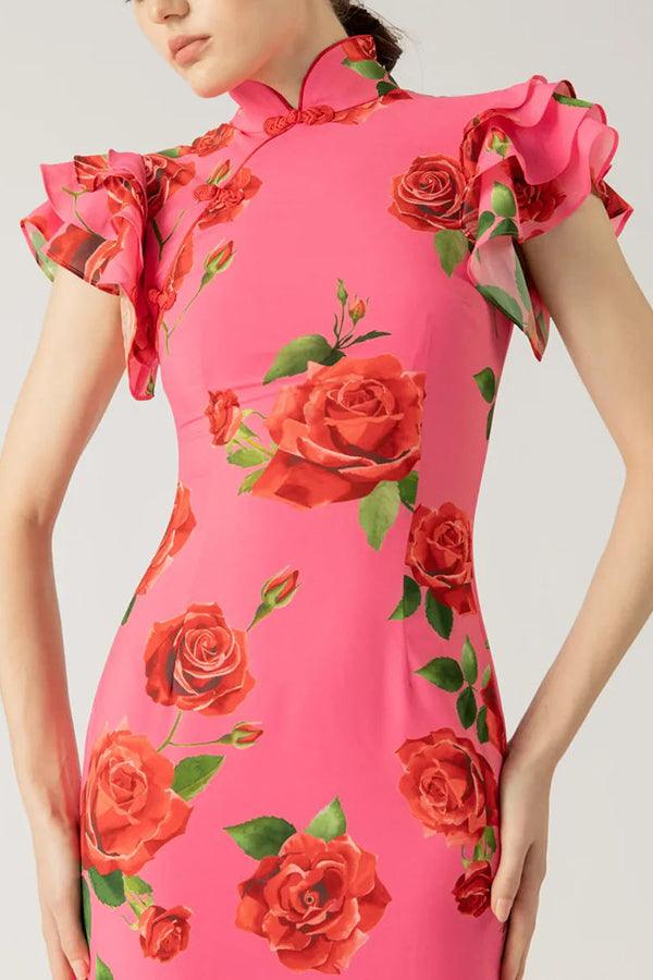 Lalin Sleeveless Maxi Floral Dress Claxoria