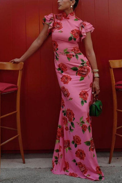 Lalin Sleeveless Maxi Floral Dress Claxoria