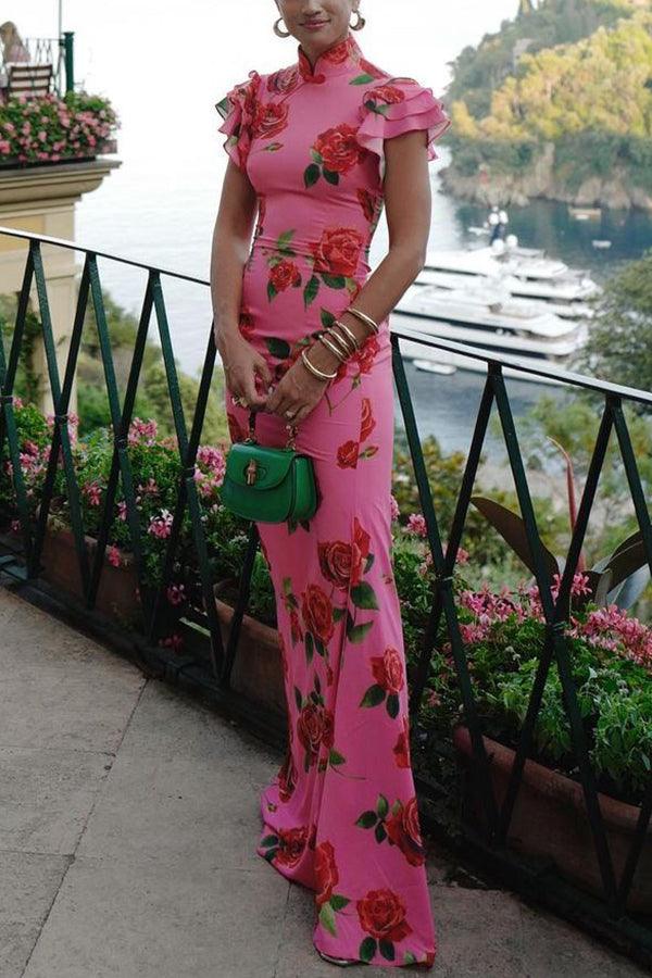 Lalin Sleeveless Maxi Floral Dress Claxoria