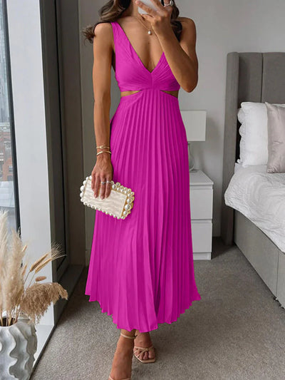 Selene™ | Cutout Waist Loose Midi Dress Claxoria